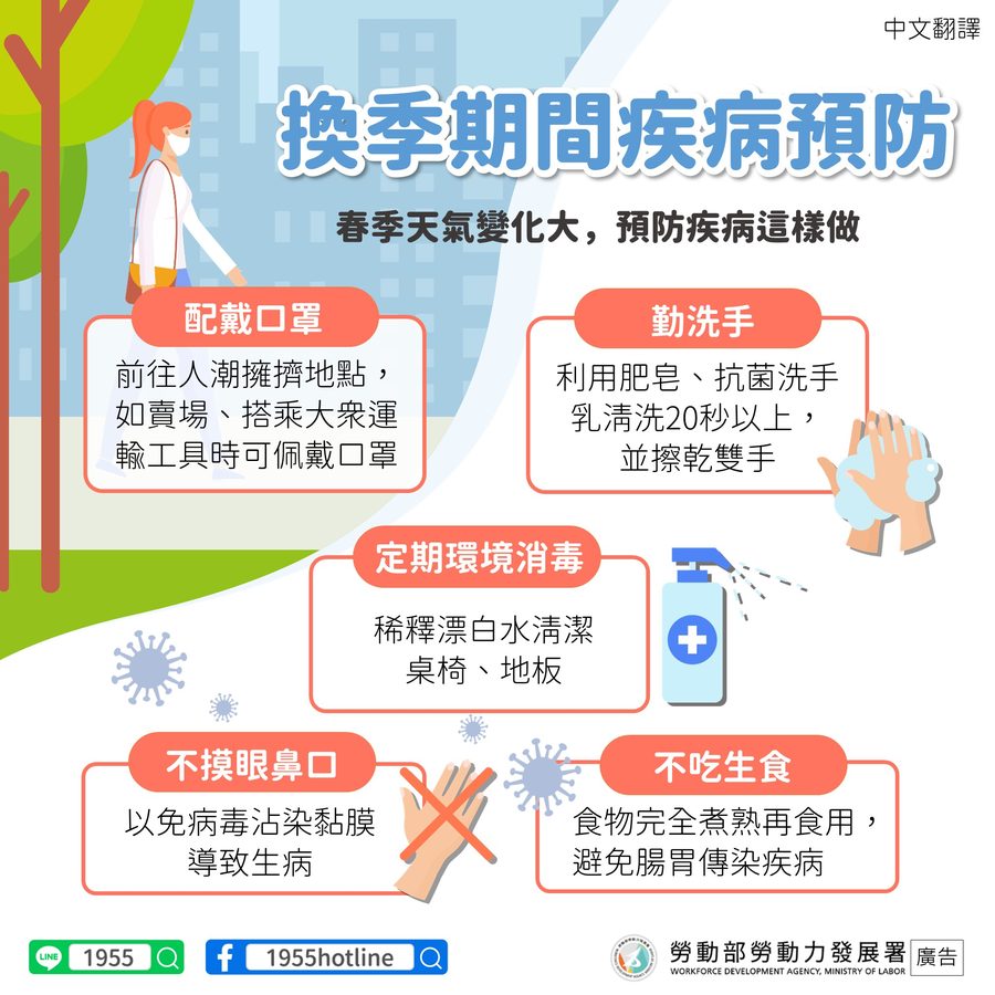 📢換季期間疾病預防-多國語言宣導