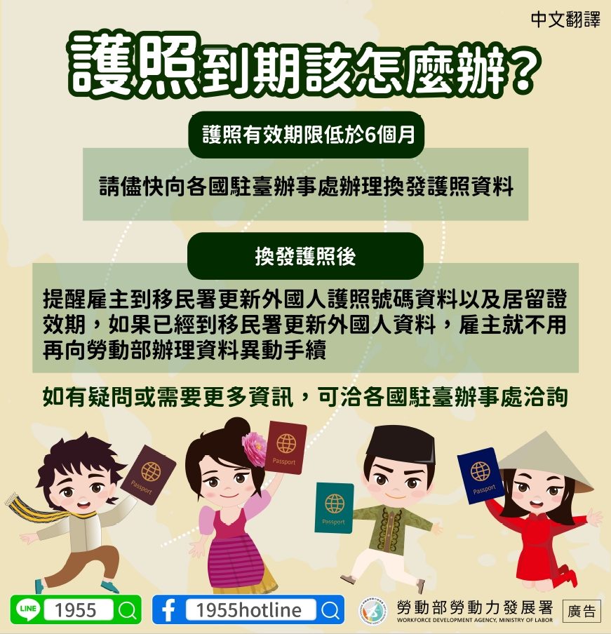 📢護照到期該怎麼辦⁉️-多國語言宣導