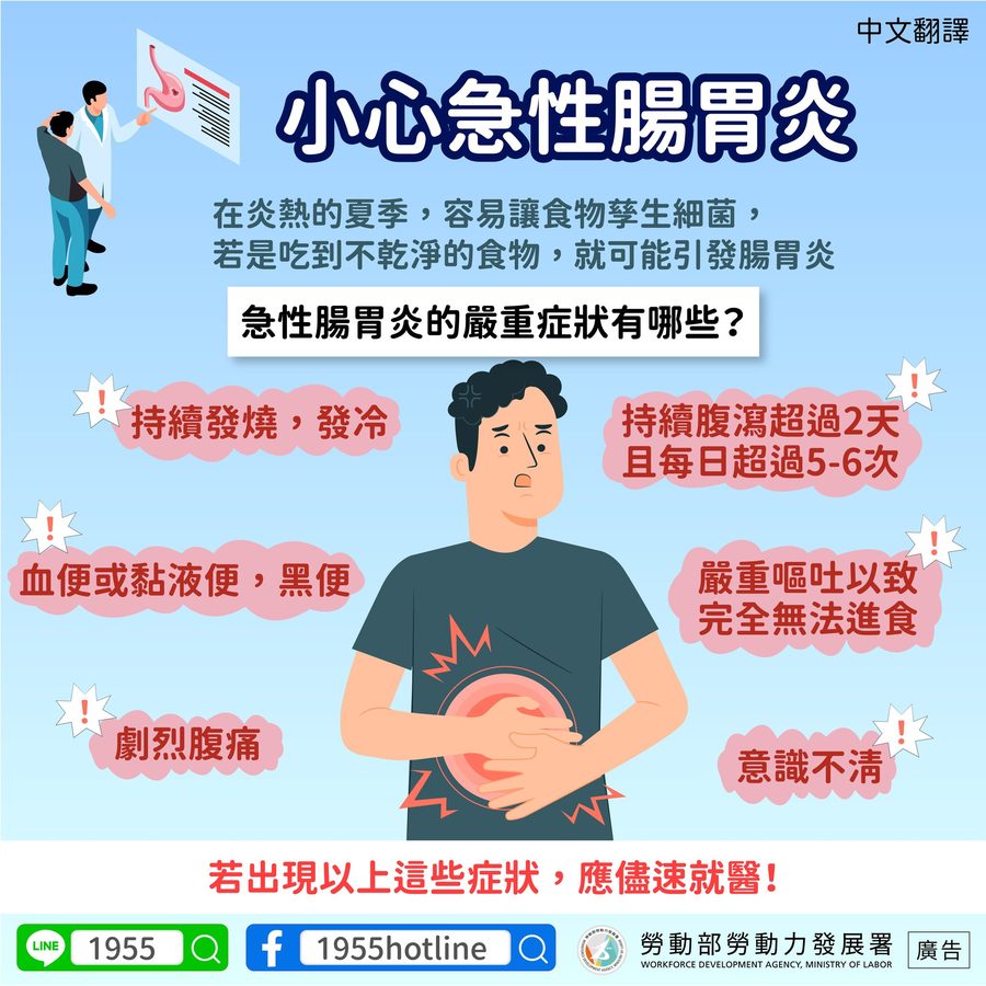 📢小心急性腸胃炎-多國語言宣導